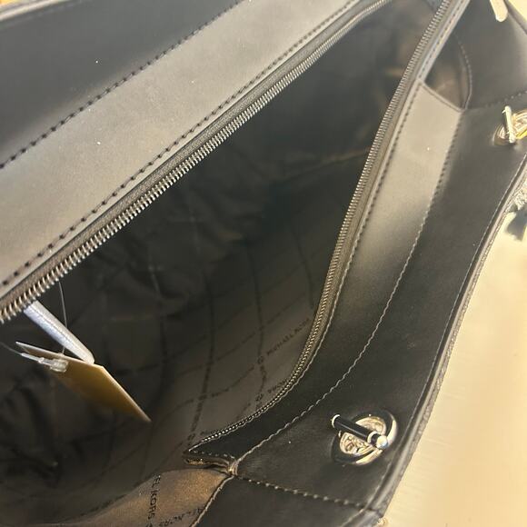 Michael Kors Purse jet set travel large chain tote shoulder bag black signature - Picture 6 of 10